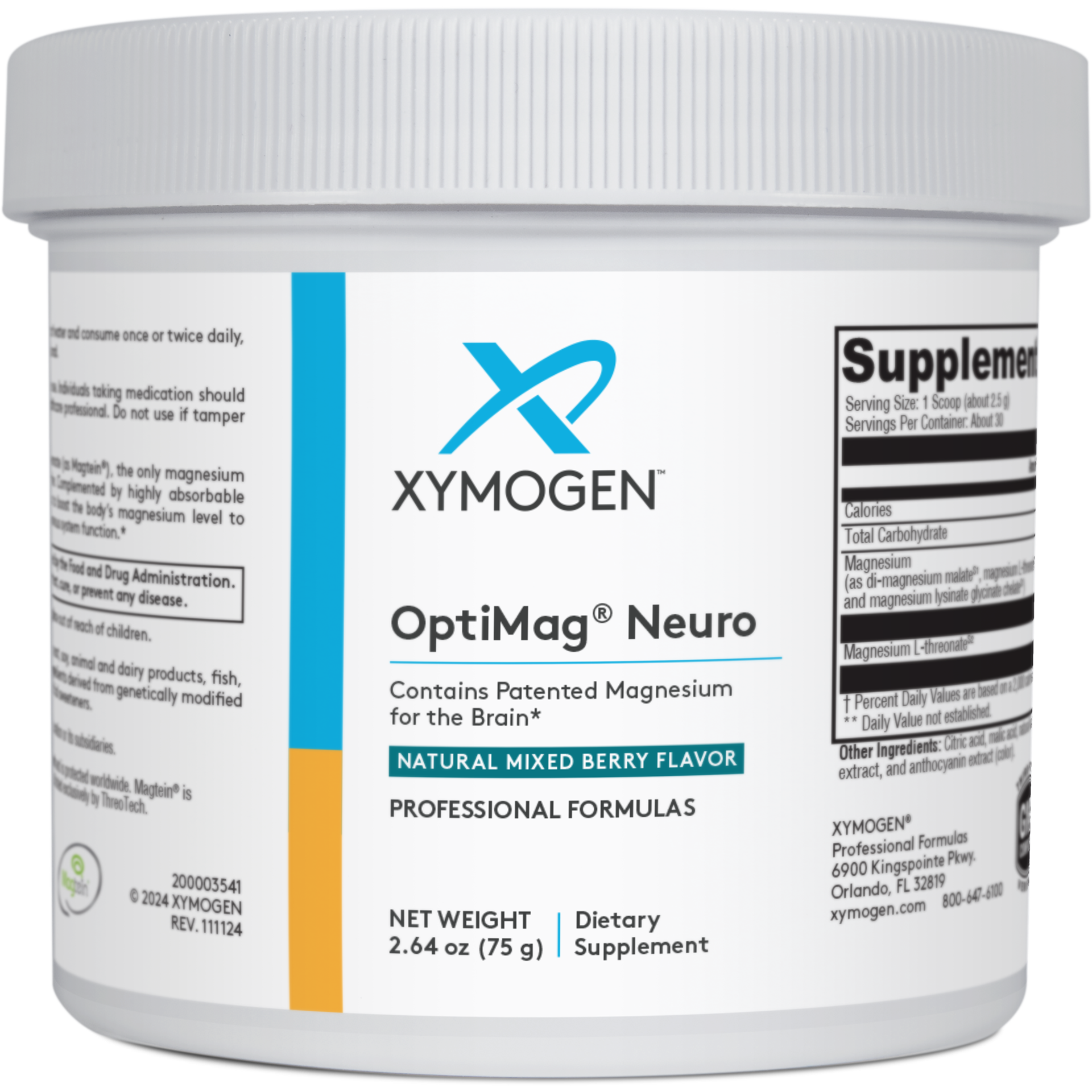 Xymogen, OptiMag® Neuro Mixed Berry 30 Servings UPC 871149003388 | HiLife Vitamins